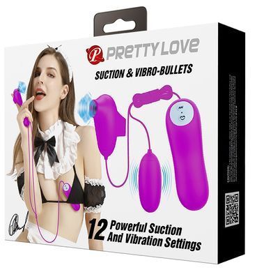 Вакуумный стимулятор с виброяйцом PRETTY LOVE - SUCTION & VIBRO-BULLETS, BI-014925