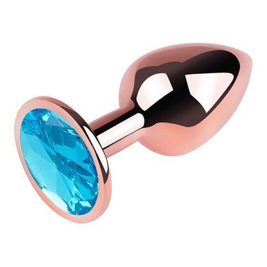 Анальная пробка с кристаллом EGZO - Rose Gold Round Plug Aqua size M