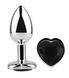 Анальна пробка з кристалом EGZO - Silver Heart Plug Black size S