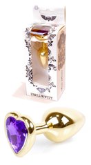 Анальная пробка Boss Series - Jewellery Gold Heart PLUG Purple S, BS6400043