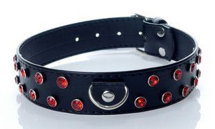 Ошейник из искуственной кожи с кристаллами Fetish Boss Series - Collar Red Crystal, BS3300122