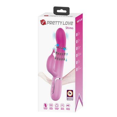 Вібратор зі стимулятором клітора і бусинами, що обертаються PRETTY LOVE - Shima Pink, BW-500051-4