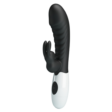 Вібромасажер для стимуляції точки G та клітора Pretty Love - Naughty Bunny Black, BW-500071-A3