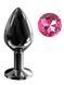 Анальная пробка с кристаллом EGZO - Dark Gray Round Plug Rose, size M