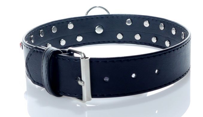 Нашийник зі штучної шкіри з кристалами Fetish Boss Series - Collar Red Crystal, BS3300122