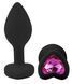 Силиконовая анальная пробка EGZO - Silicone Black Heart Plug Rose, size S