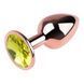 Анальна пробка з кристалом EGZO - Rose Gold Round Plug Lime size S