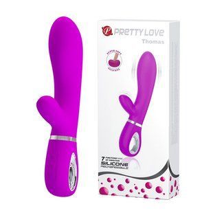 Вибратор с мягкой головкой и клиторальной стимуляцией Pretty Love - Thomas USB, BI-014621