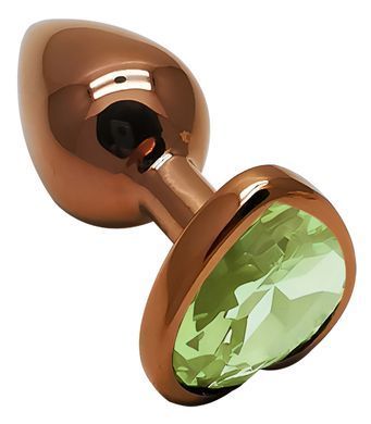 Анальная пробка с кристаллом EGZO - Dark Gold Heart Plug Green, size S