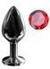 Анальная пробка с кристаллом EGZO - Dark Gray Round Plug Red, size M
