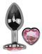 Анальная пробка с кристаллом EGZO - Dark Silver Heart Plug Pink size M