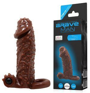 Насадка-презерватив с вибрацией Brave Man, BI-016010 ( коричневая )