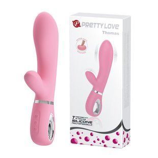 Вибратор с мягкой головкой и клиторальной стимуляцией Pretty Love - Thomas USB, BI-014621-1