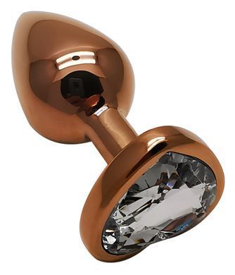 Анальная пробка с кристаллом EGZO - Dark Gold Heart Plug Clear, size S
