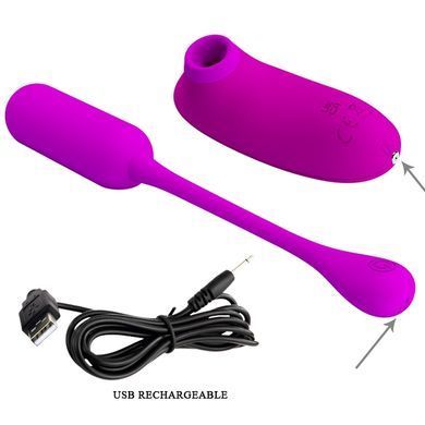 Комплект з віброяйця і вакуумного стимулятора Pretty Love CURUPIRA Multifunctional 2 in 1, BI-014872W