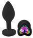 Силиконовая анальная пробка EGZO - Silicone Black Heart Plug Rainbow, size S