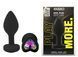 Силиконовая анальная пробка EGZO - Silicone Black Heart Plug Rainbow, size S