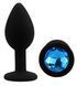 Силіконова анальна пробка EGZO - Silicone Black Round Plug Blue, size S