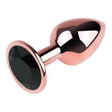Анальна пробка з кристалом EGZO - Rose Gold Round Plug Black size S