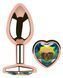 Анальная пробка с кристаллом EGZO - Rose Gold Heart Plug Rainbow size M