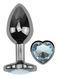 Анальна пробка з кристалом EGZO - Dark Silver Heart Plug Clear size M