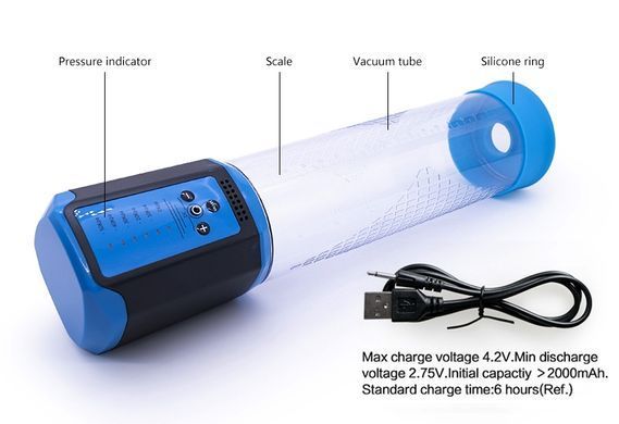 Автоматична вакуумна помпа із зарядкою від USB CANWIN Passion Pump Men BLUE - P638AU