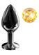 Анальная пробка с кристаллом EGZO - Dark Gray Round Plug Lime, size M