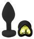 Силиконовая анальная пробка EGZO - Silicone Black Heart Plug Lime, size S