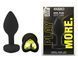 Силиконовая анальная пробка EGZO - Silicone Black Heart Plug Lime, size S