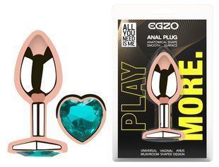 Анальная пробка с кристаллом EGZO - Rose Gold Heart Plug Marine size M