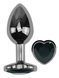 Анальная пробка с кристаллом EGZO - Dark Silver Heart Plug Black size M