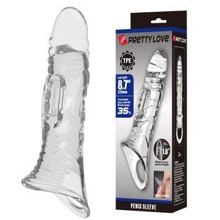 Удлиняющая насадка PRETTY LOVE - Penis Sleeve 8.7" Extender Clear, BI-026241NM