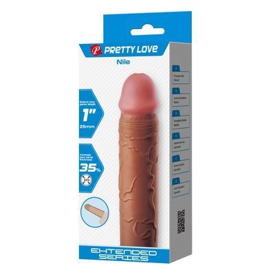 Подовжуюча насадка презерватив Pretty Love - Nile 1" Brown, BI-026252-1