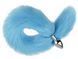 Анальна пробка з хвостом EGZO - Fox Tail Silver Plug Blue, size S
