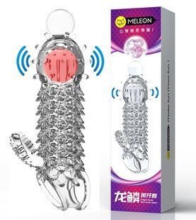 Подовжуюча насадка з вібростимуляцією Meleon - Dragon Scale Wolf tooth sleeve Z1, ZPS-110