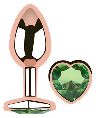Анальная пробка с кристаллом EGZO - Rose Gold Heart Plug Green size M