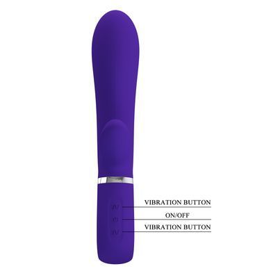Вибратор с мягкой головкой и клиторальной стимуляцией Pretty Love - Thomas USB Purple, BI-014621-3
