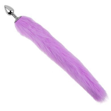 Анальна пробка з хвостом EGZO - Fox Tail Silver Plug Purple, size S