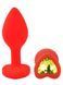 Силіконова анальна пробка EGZO - Silicone Red Heart Plug Lime, size S