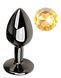 Анальная пробка с кристаллом EGZO - Dark Gray Round Plug Lime, size S