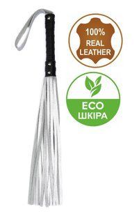 Флоггер из комбинированной кожи Flirty COMBO Leather - Black & Silver, BM-00035