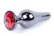 Анальная пробка Boss Series - Jewellery Dark Silver BUTT PLUG Red, BS6400055
