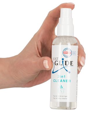 Спрей для ніжного очищення зовнішньої інтимної зони та інтимних товарів Just Glide 2 in 1 cleaner ( 100 ml )