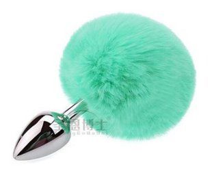 Анальная пробка с хвостом SKN-Z42 Light green ( размер XS )