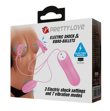 Віброяйце та затискачі для сосків, з електростимуляцією Pretty Love - Electric Shock & Vibro-bullets, BI-014987