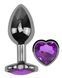 Анальна пробка з кристалом EGZO - Dark Silver Heart Plug Purple size S
