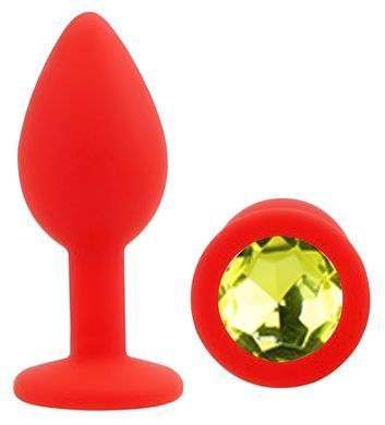 Силиконовая анальная пробка EGZO - Silicone Red Round Plug Lime, size S