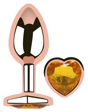 Анальная пробка с кристаллом EGZO - Rose Gold Heart Plug Yellow size S