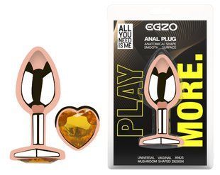 Анальная пробка с кристаллом EGZO - Rose Gold Heart Plug Yellow size S