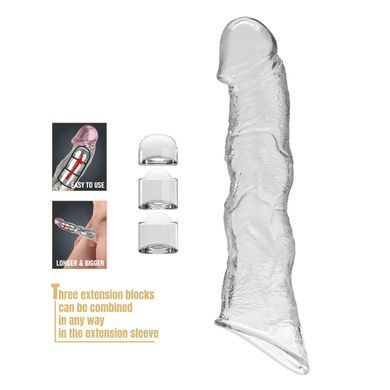 Удлиняющая насадка Pretty Love - Extension Penis Sleeve with Modular Length Blocks Clear, BI-026280M